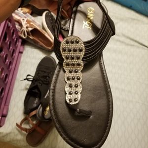 Black thong sandals